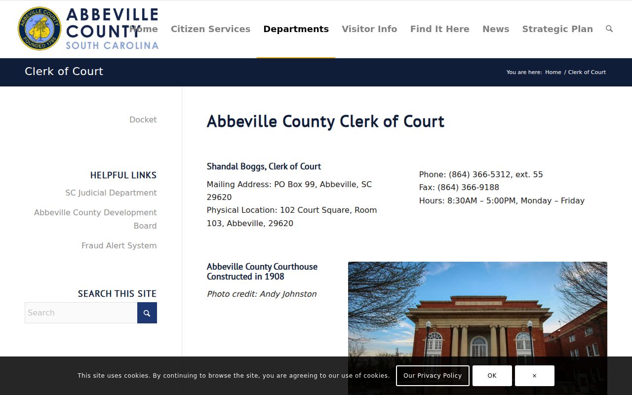 Abbeville County criminal court records at the historic courthouse