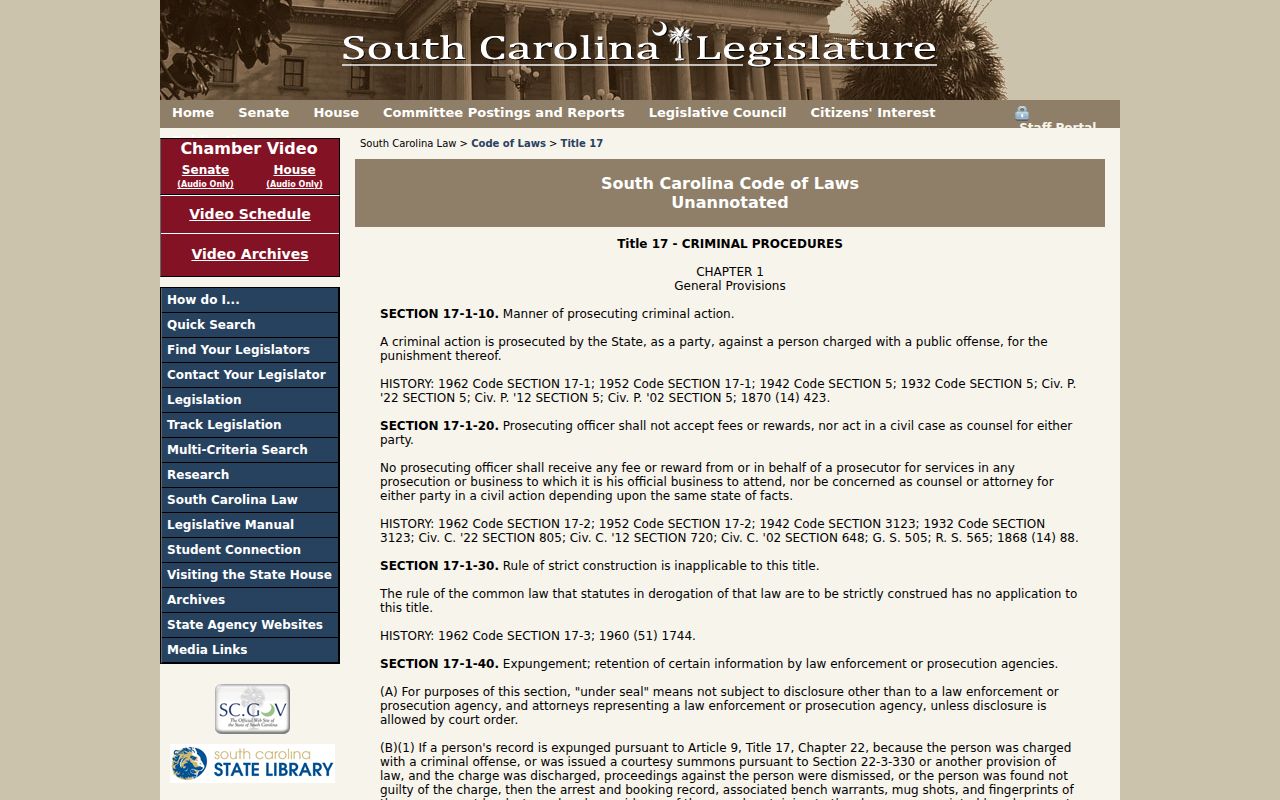 Abbeville County criminal record expungement law for dismissed charges