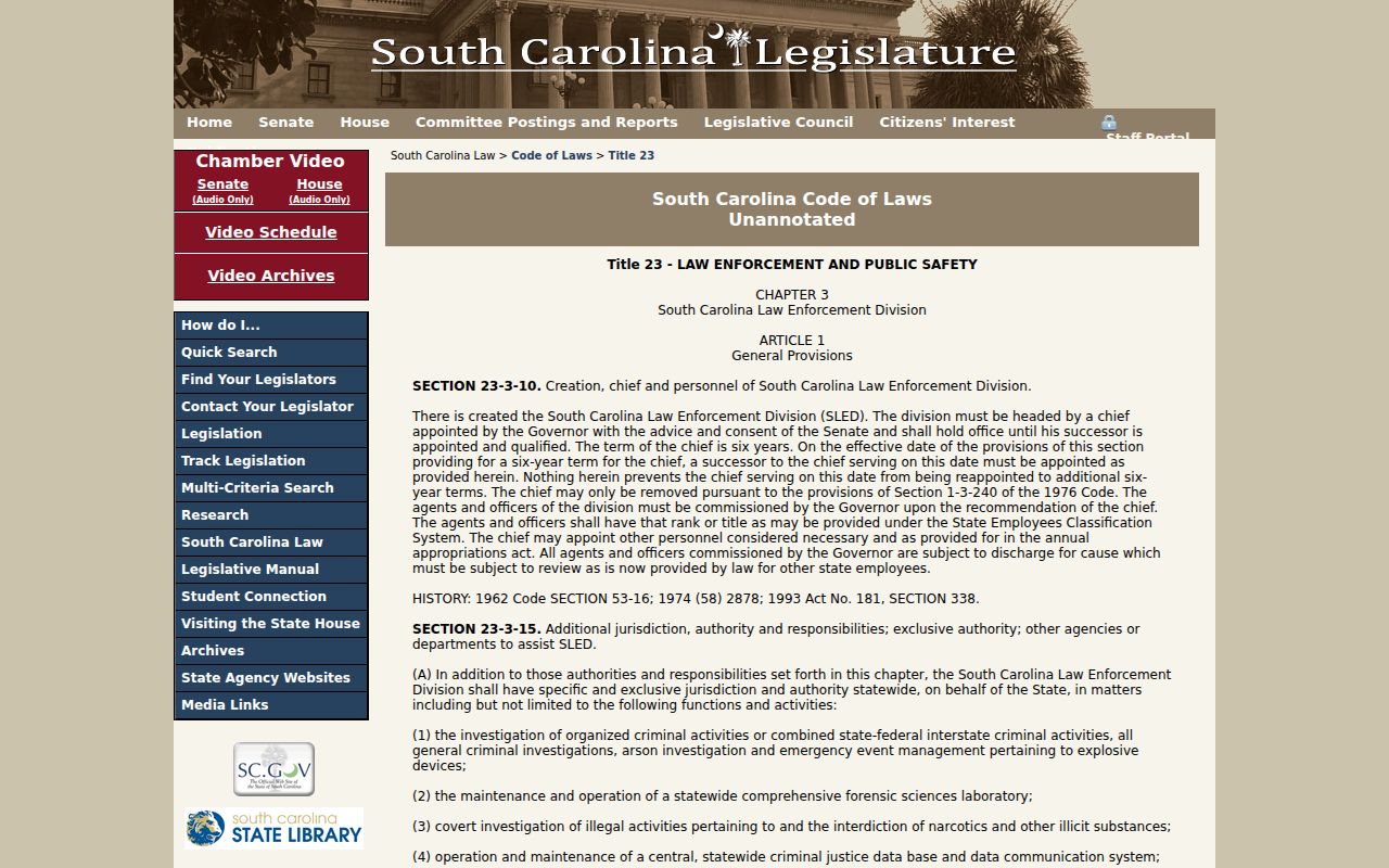 South Carolina Code page for sex offender registry tiers and disclosure