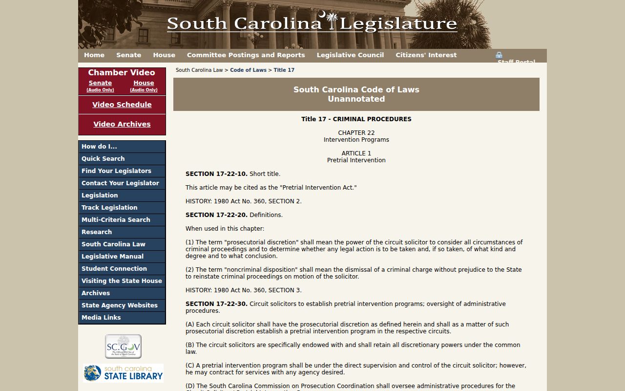 South Carolina Uniform Expungement of Criminal Records Act page